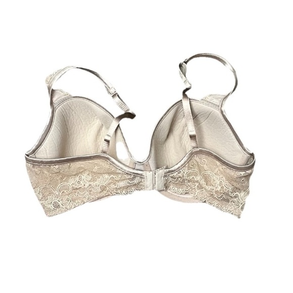 Victoria Secret Romantic Lace Underwire Bra Beige Nude Padded Adjustable 36DD - Picture 3 of 8